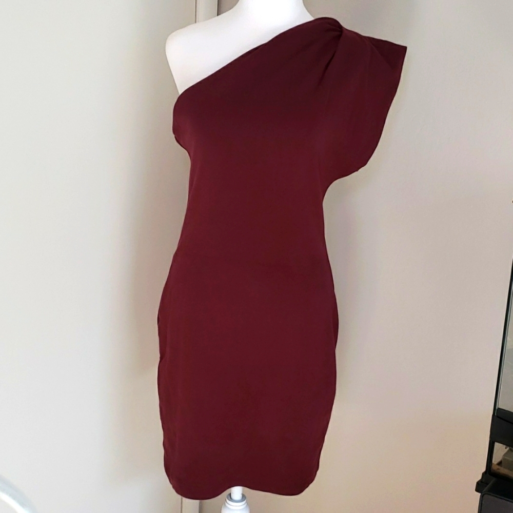 American Apparel,  burgundy off the shoulder dress, size M/L